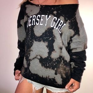 🌸ACID WASH🌸 Jersey Girl cropped crew neck